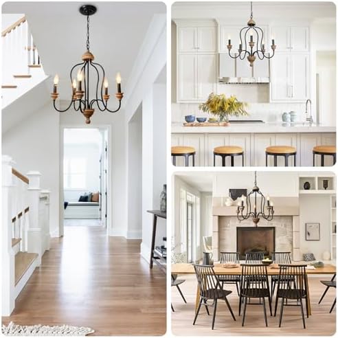 Black Rustic Farmhouse 5-Light Chandelier Ceiling Light
