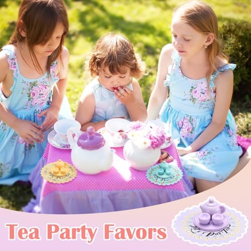 24 Piece Mini Tea Party Favors Set with Cards and Organza Bags