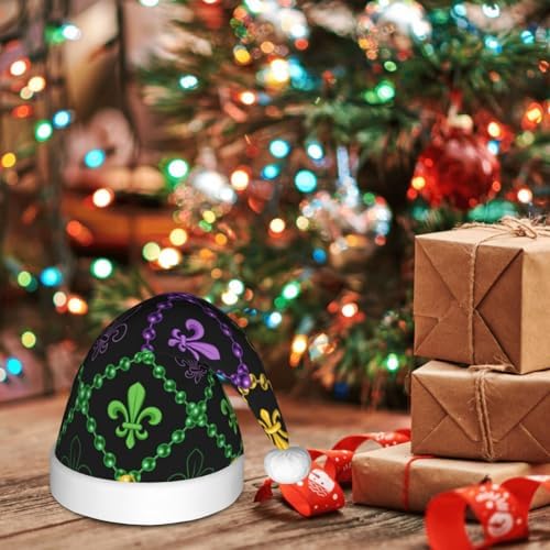 Salelf Mardi Gras Geometric Santa Hat for Kids