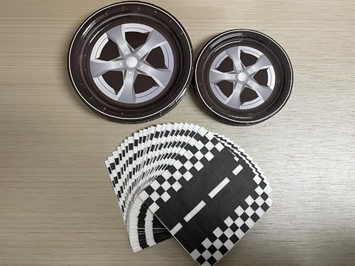 Racing Car Party Plates Napkins Set for 24 Guests