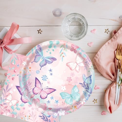 40Pcs Butterfly Plates and Napkins Party Set