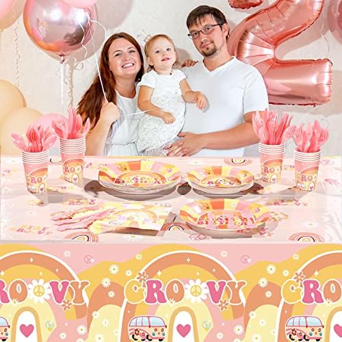 3 Pcs Groovy Retro Hippie Boho Tablecloths