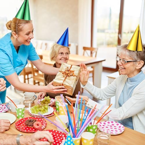 Geosar 400 Pcs Metallic Foil Birthday Hats for Adults