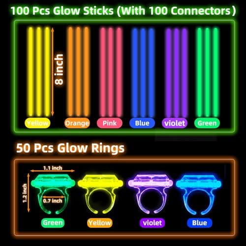 150 Pack Halloween Glow in the Dark Party Favors