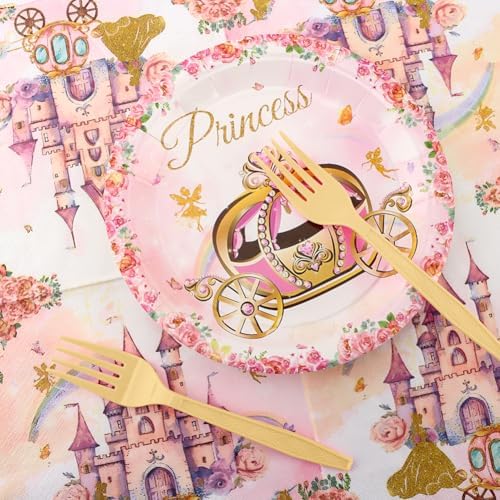 Princess Castle Party Tableware Set 96Pcs for 24 Guests