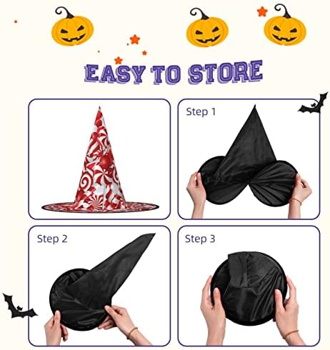 Candy Canes Print Witch Party Hat for Halloween and Carnival