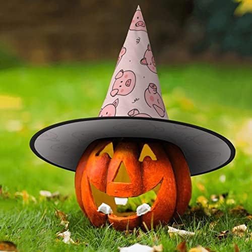 Jbyjbxred Cute Pig Print Halloween Witch Hat for Parties and Cosplay