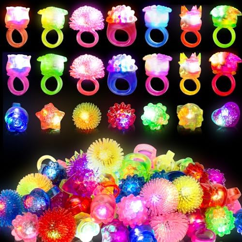 65 Piece Glow in the Dark Party Favor Rings Set