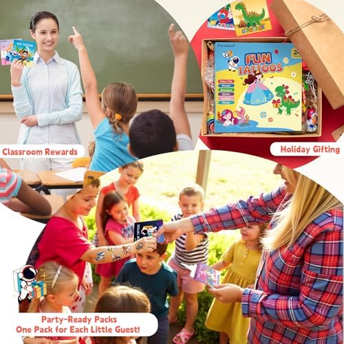 PARTYWIND 576PCS Glow Temporary Tattoos Kids Party Favors with Maze Games