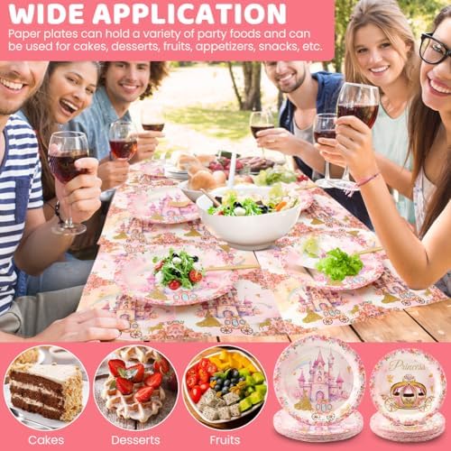 Princess Castle Party Tableware Set 96Pcs for 24 Guests