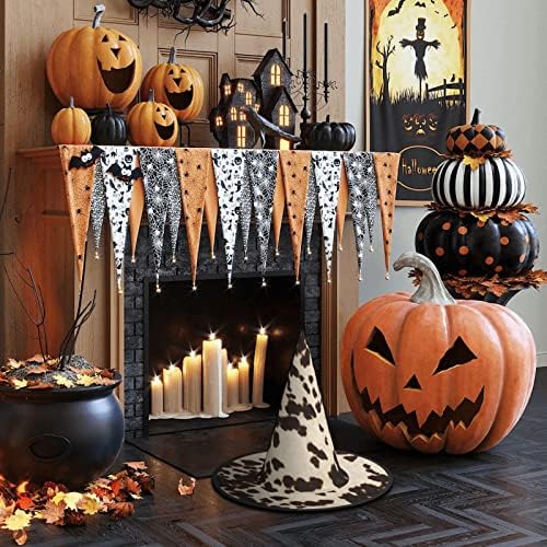 Brown Cowhide Print Halloween Witch Hat For Parties And Cosplay