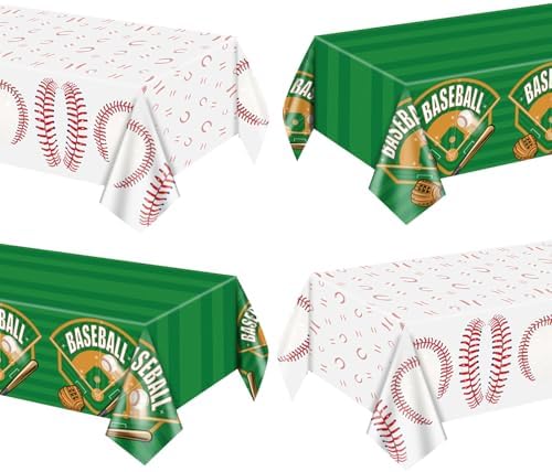 4-Pack Baseball Themed Tablecovers for Parties