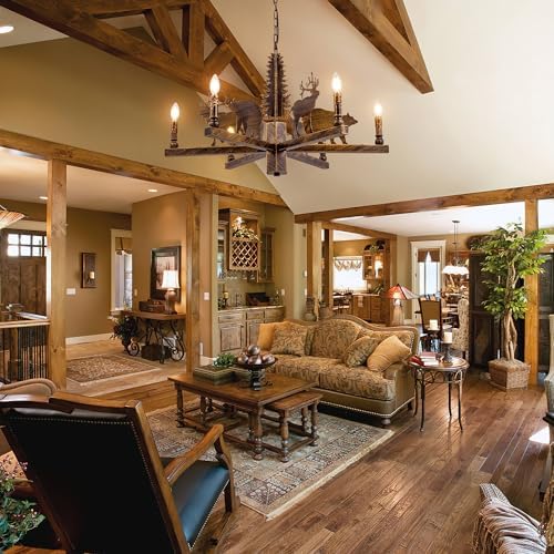 TOCHIC Western Forest Bear Chandelier for Living Room