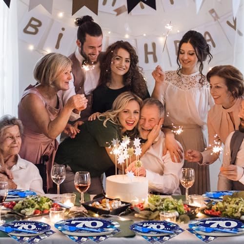 96 Pcs 70th Birthday Plates Decor for 24 Guests