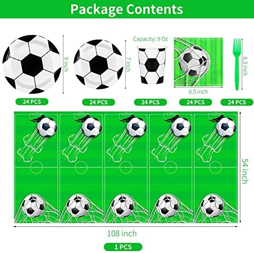 Durony 121-Piece Soccer Party Tableware Set