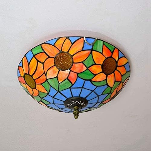 Tiffany-Style Ceiling Light 12 Inch Sunflower Glass Chandelier
