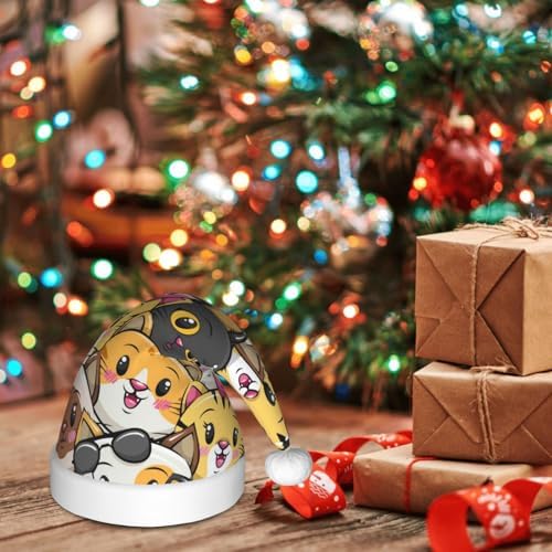 Cute Cat Santa Hat for Kids Baby Christmas Headwear