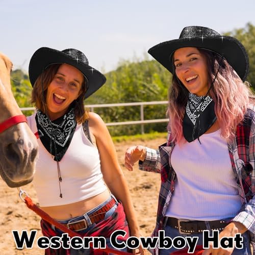 Zhanmai 12 Pcs Cowboy Hat and Bandana Set