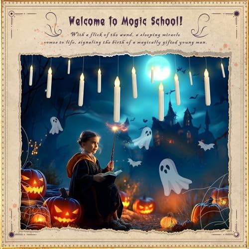 Homemory 20 Pcs Floating LED Candles with Wand Remote and String