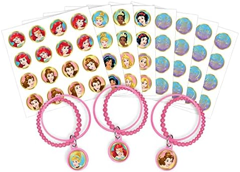 Pink Disney Princess Bracelet Kit - 8 Pieces with Stickers