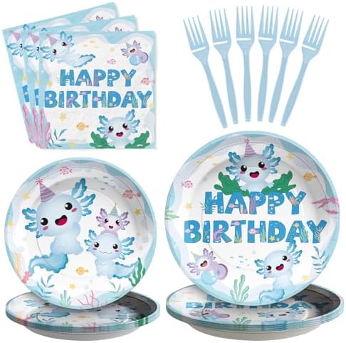 Grencian 96 Pcs Axolotl Party Supplies Set