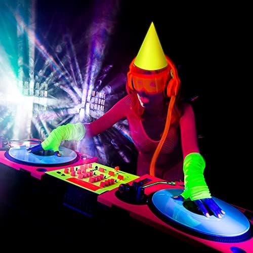 Zonon 15 Pcs Neon UV Blacklight Reactive Party Hats