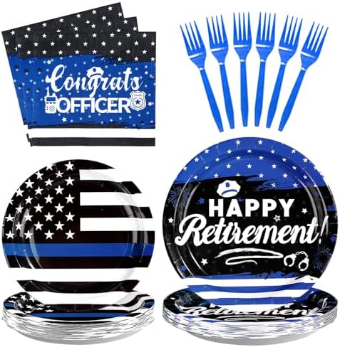 Grencian 96Pcs Police Retirement Party Plates and Napkins Set