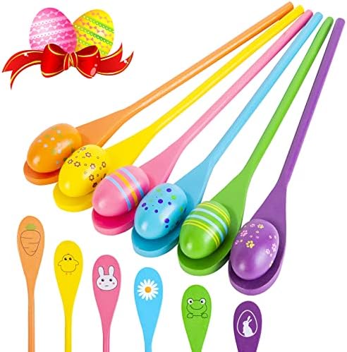 LYUBASA 6 Players Easter Egg and Spoon Race Game Set