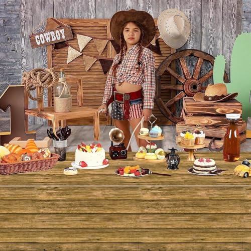 4pcs Wood Grain Tablecloth for Birthday Parties and Barbecues