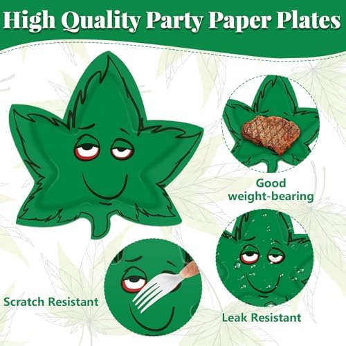50PCS Green Leaf Shaped Paper Plates 87inch Party Set