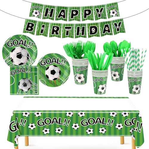 Hidaily Soccer Party Tableware Set 194Pcs for 24 Guests