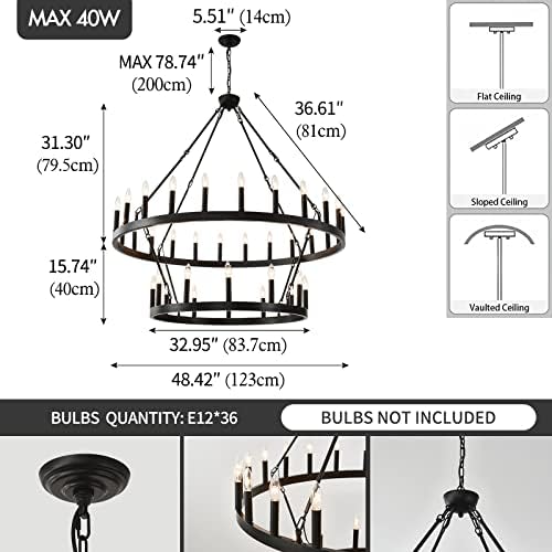 HHR 36 Light 48 Inch Farmhouse Wagon Wheel Chandelier