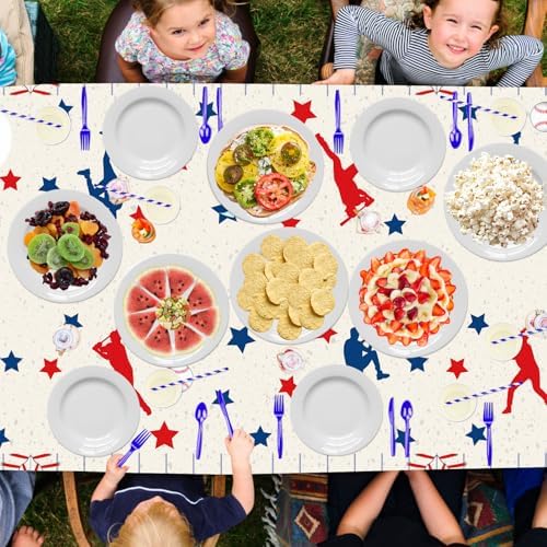 2 Pack Baseball Tablecloths 51x87 Inch Decor