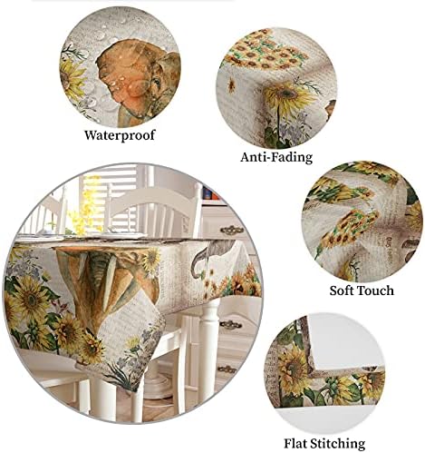 ZOE GARDEN Rectangle Tablecloth Waterproof Stainproof Retro Design