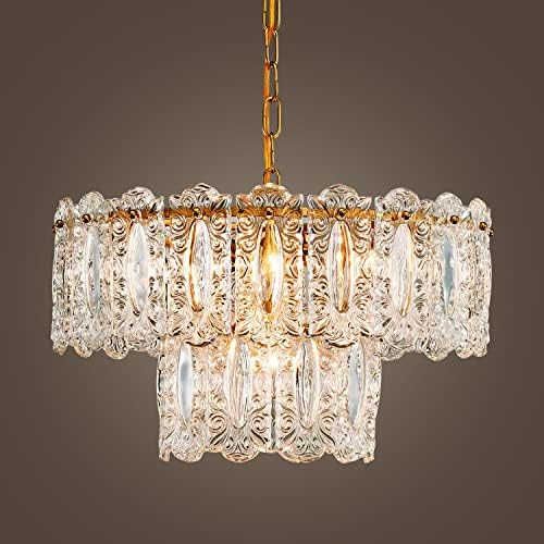 AGV LIGHTING Crystal Chandelier with Gold Finish and 2-Tier Shades