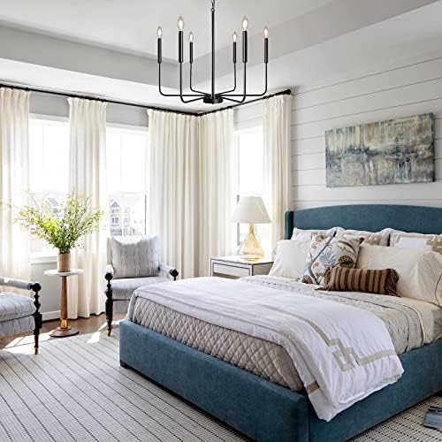 ALISADABOY Black Chandelier 6 Light Farmhouse Pendant Lighting