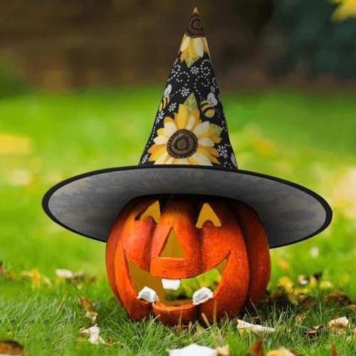 Sunflower Bees Print Witch Hat for Halloween Parties