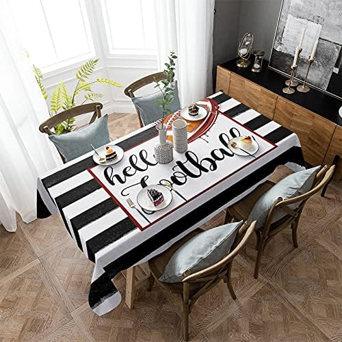 Rectangle Tablecloth Waterproof Stainproof Rustic Black Geometric Stripe