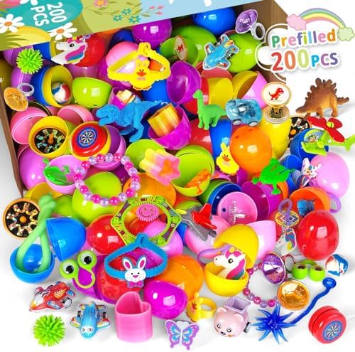 200PCS Easter Eggs with Toys - Unisex Kids Party Favor Pack