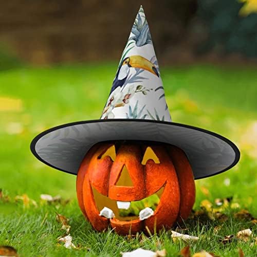 Tropical Leaves Bird Print Witch Hat for Halloween and Parties