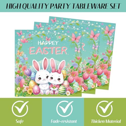75 Pcs Easter Tableware Set for 25 Guests