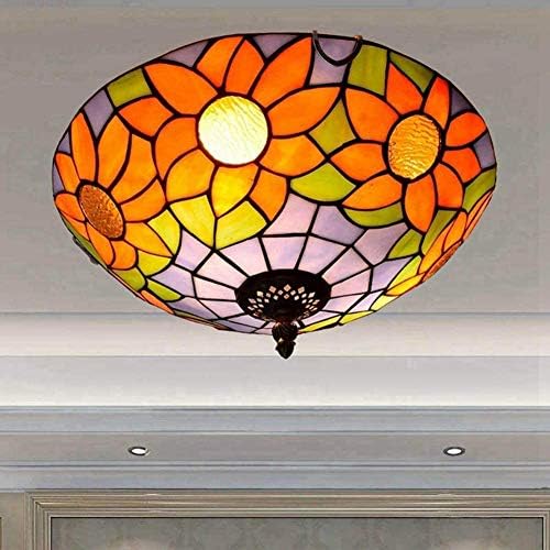 Tiffany-Style Ceiling Light 12 Inch Sunflower Glass Chandelier