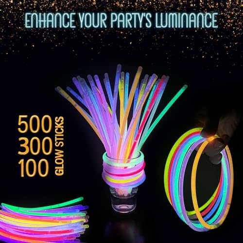 GemPrime 100 Pcs Glow Sticks Party Pack 8 Inch Neon Light Up Supplies
