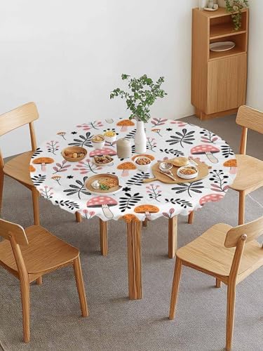 Zankwfner Elastic Waterproof Tablecloth for 55-60 Round Tables