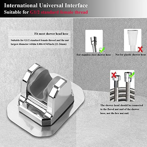 Adjustable Handheld Shower Head Holder No Drilling Silver