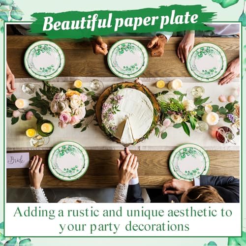 Mumufy 100 Pack Sage Green Paper Plates for Parties
