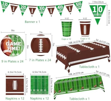 Football Party Decorations Set for 24 Guests