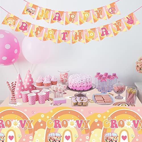 3 Pcs Groovy Retro Hippie Boho Tablecloths