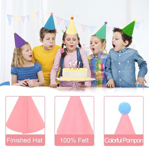 12 Pack Rainbow Cone Hats For Birthday Parties