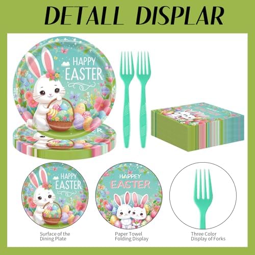 75 Pcs Easter Tableware Set for 25 Guests